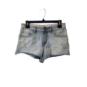 Roxy Blue Jean Beach Shorts Size 27 Mid Rise Light Wash